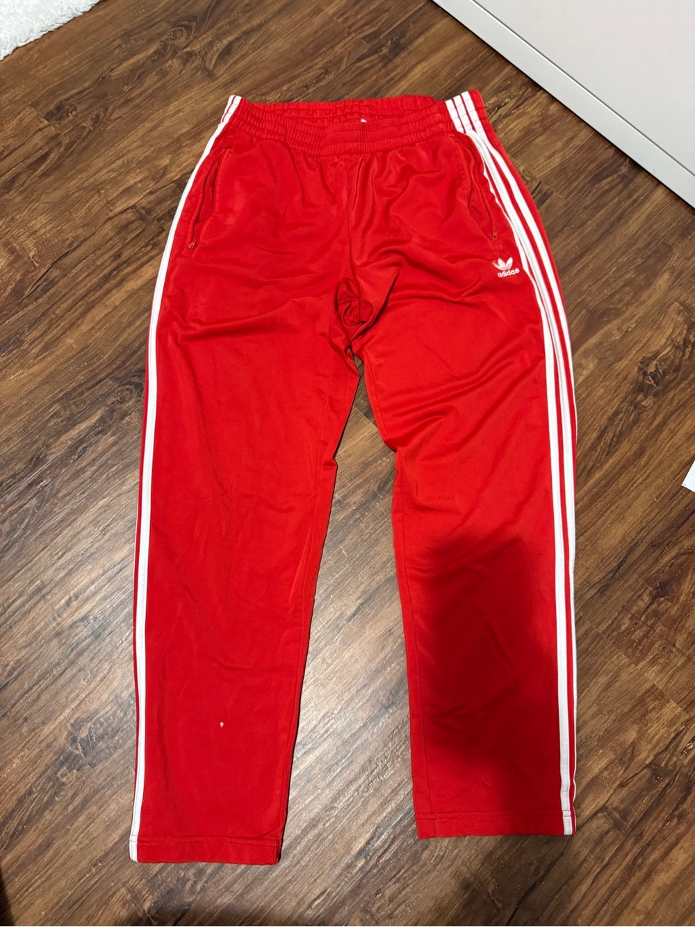 Adidas  Red Track Pants with White Stripes